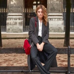 NWT Sézane Frances Trouser - Dark Gray Striped